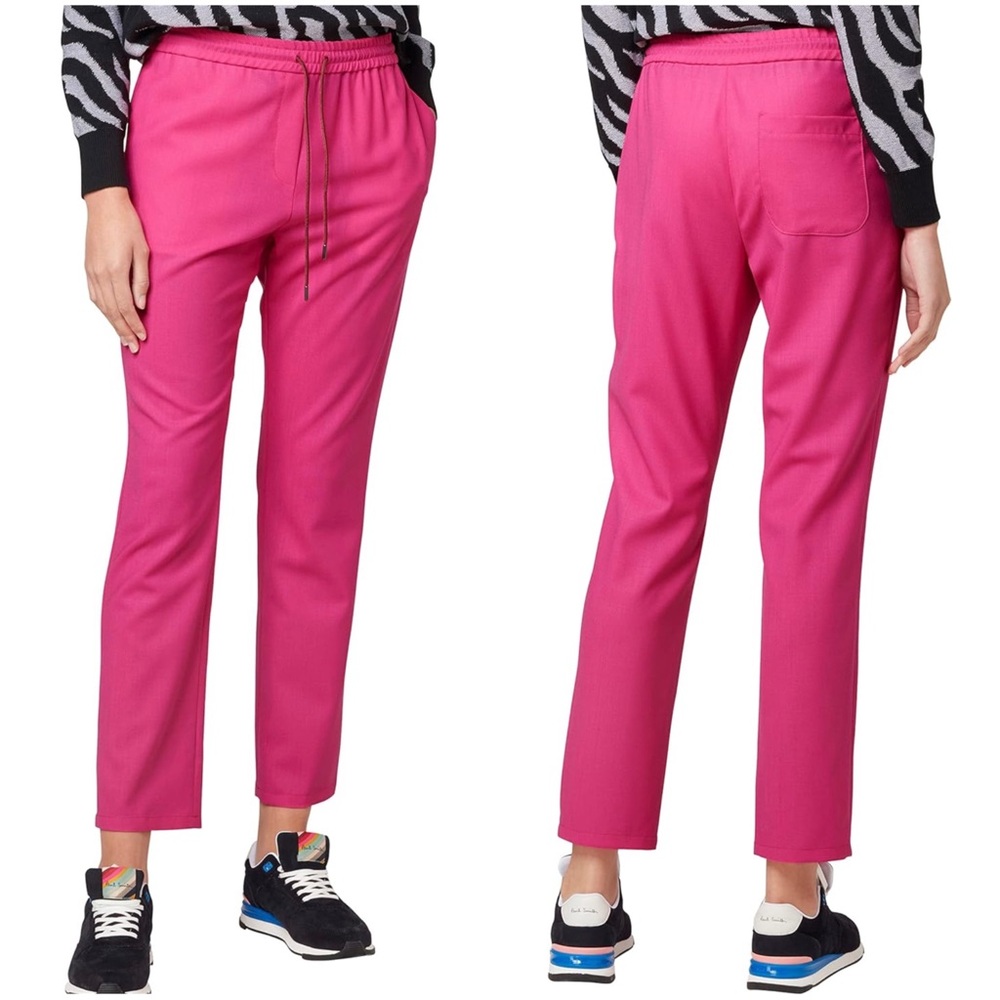 Paul Smith NWT Pink 100% Wool Hopsack Cropped Drawstring Trousers